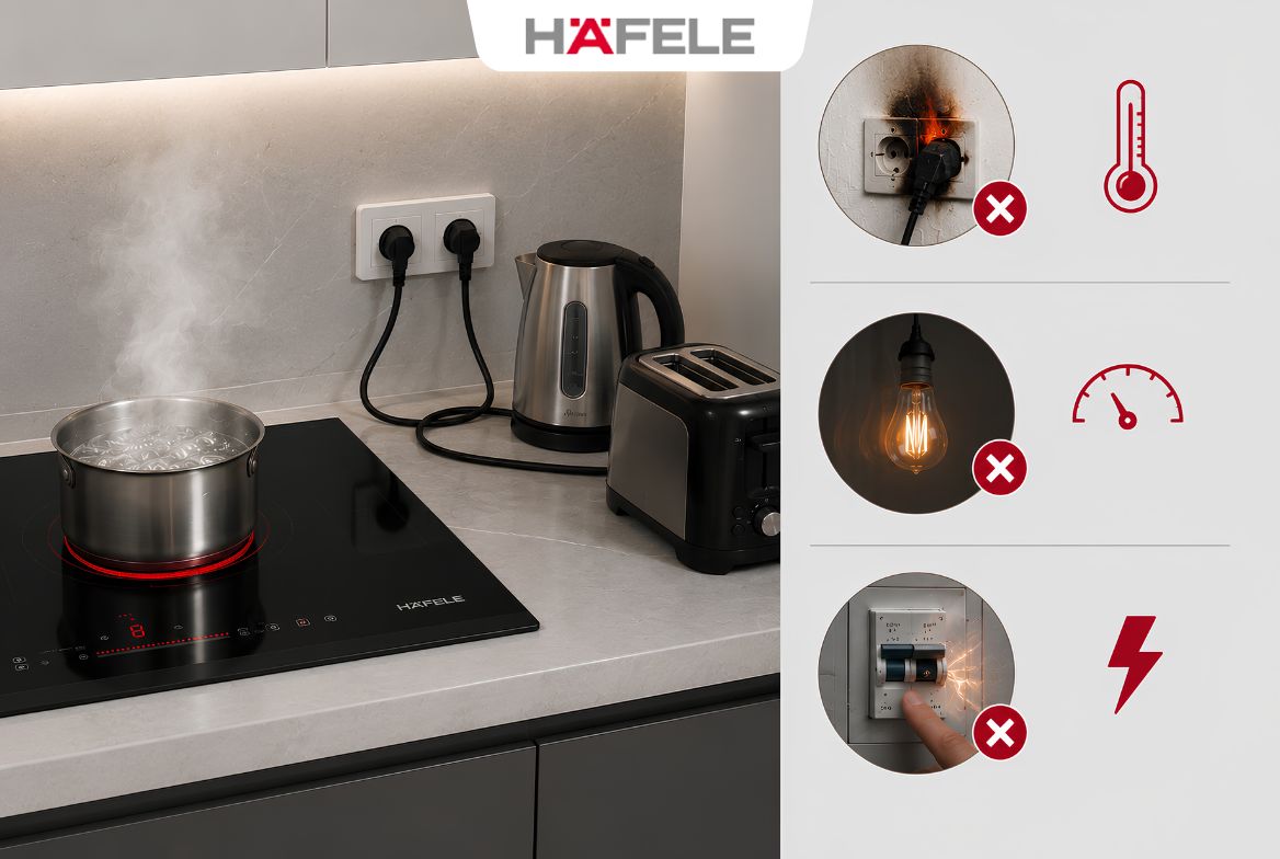 Những rủi ro khi sử dụng chung ổ cắm điện cho bếp từ và các thiết bị khác