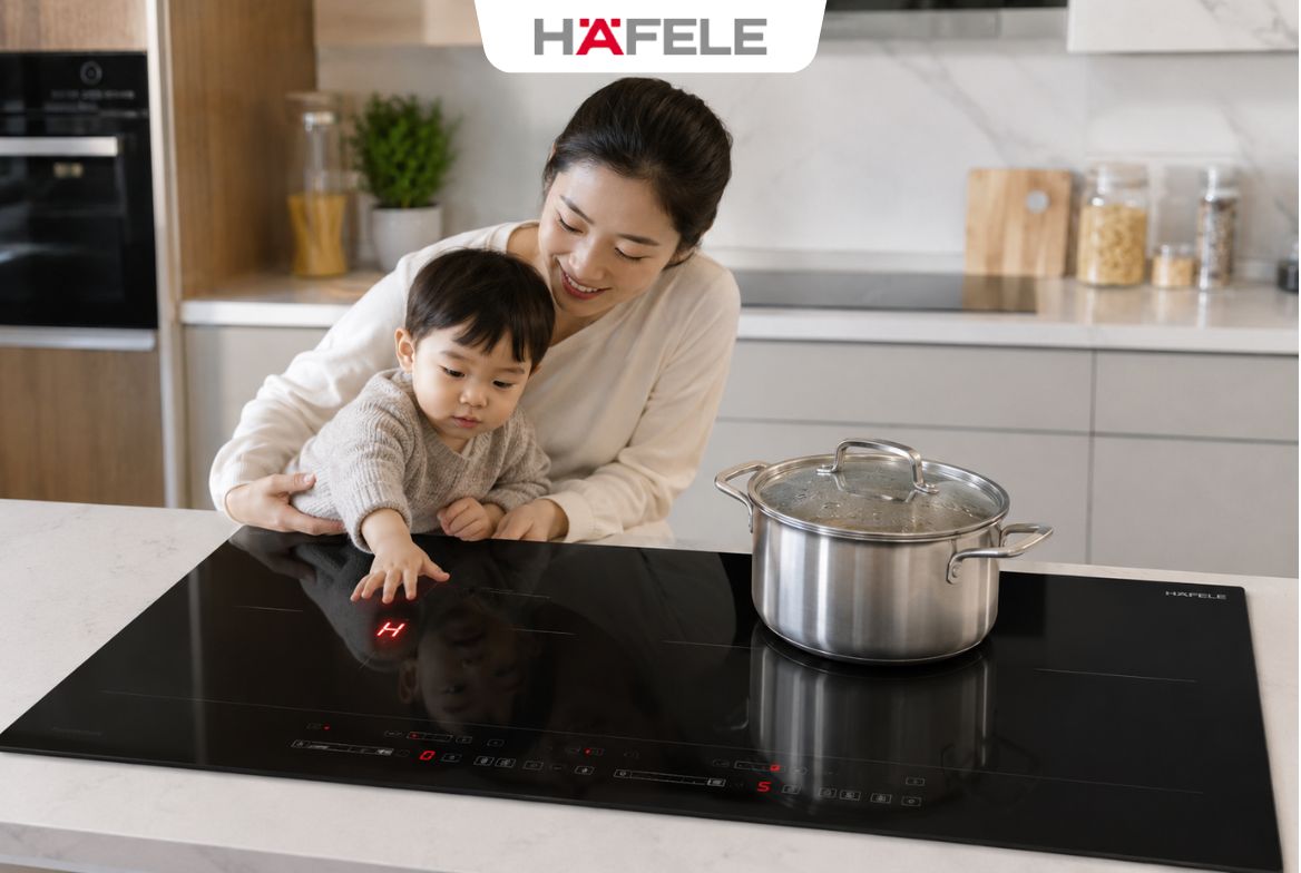 Các tính năng an toàn thông minh trên bếp từ Häfele giúp bảo vệ bé yêu