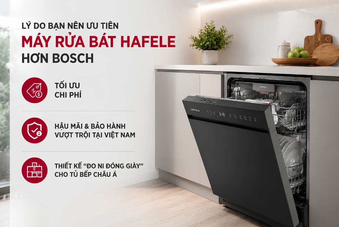 Lý do bạn nên ưu tiên máy rửa bát Hafele hơn Bosch