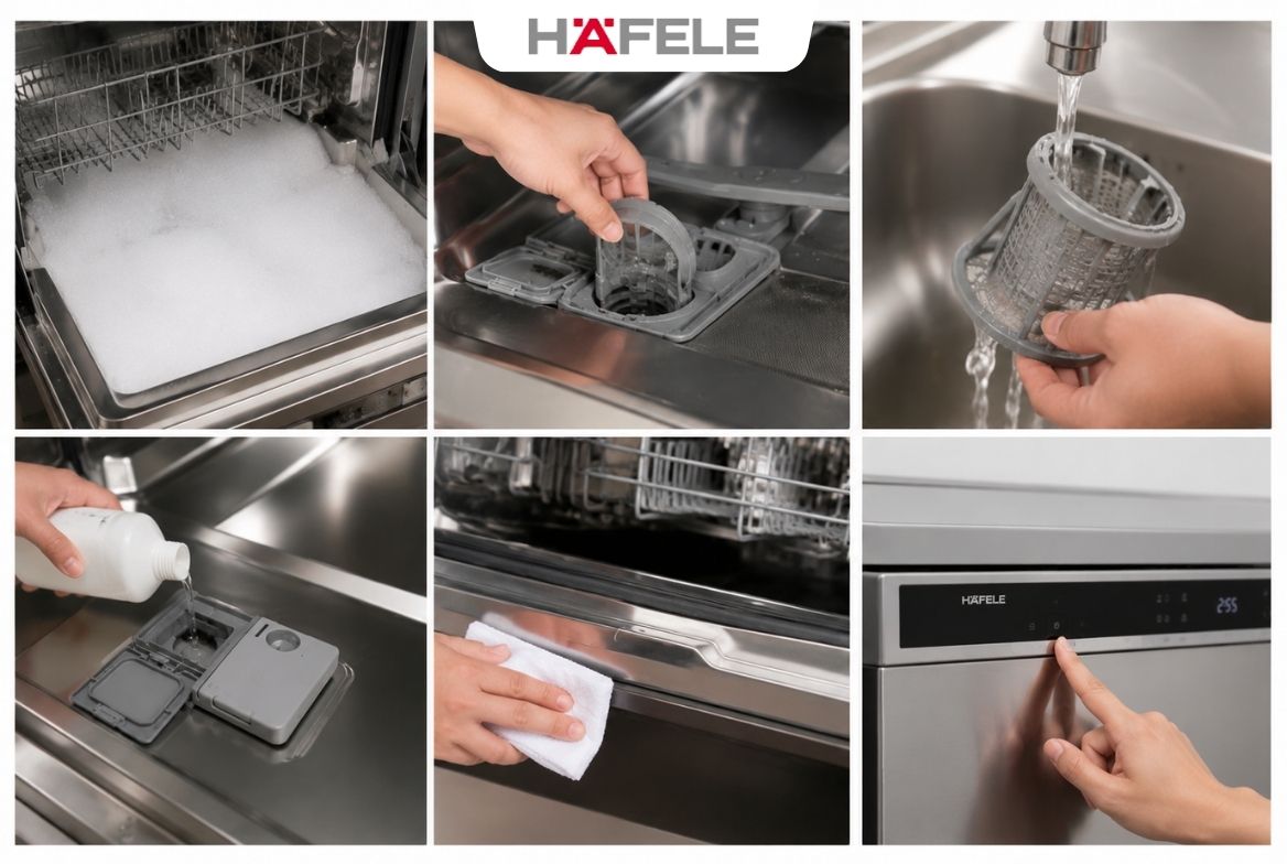 Cách xử lQý nhanh khi máy rửa bát Hafele bị trào bọt tại nhà