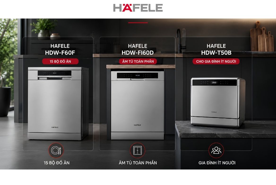 Các dòng máy rửa bát Hafele tích hợp sấy chuyên sâu