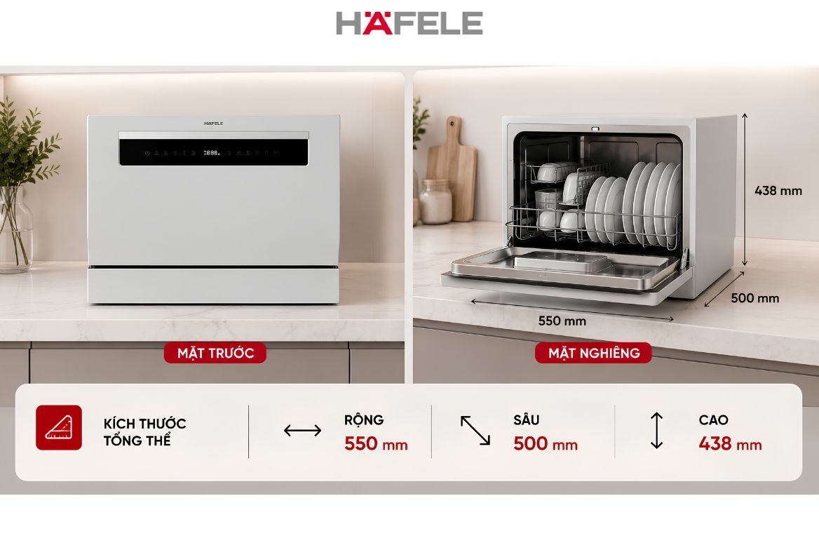 Kích thước máy rửa bát mini Hafele cho không gian hẹp (1)