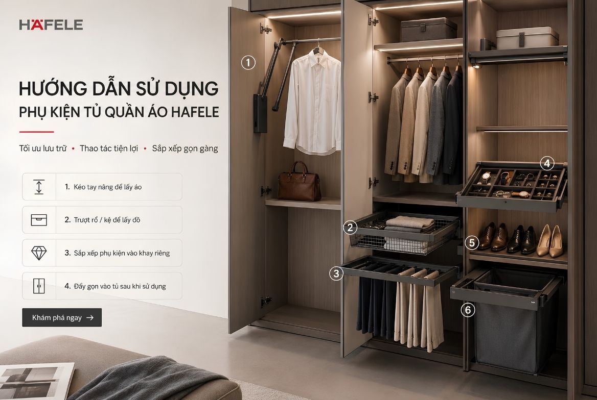 Hướng dẫn sử dụng Phụ Kiện Tủ Quần Áo Hafele