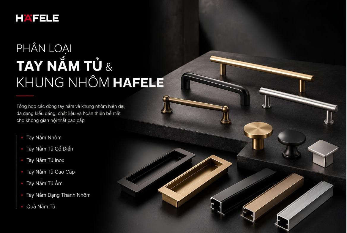 Phân loại Tay Nắm Tủ & Khung Nhôm Hafele