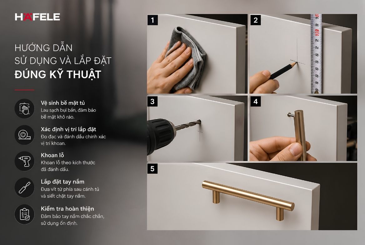Hướng dẫn sử dụng và lắp đặt phụ kiện Hafele đúng kỹ thuật