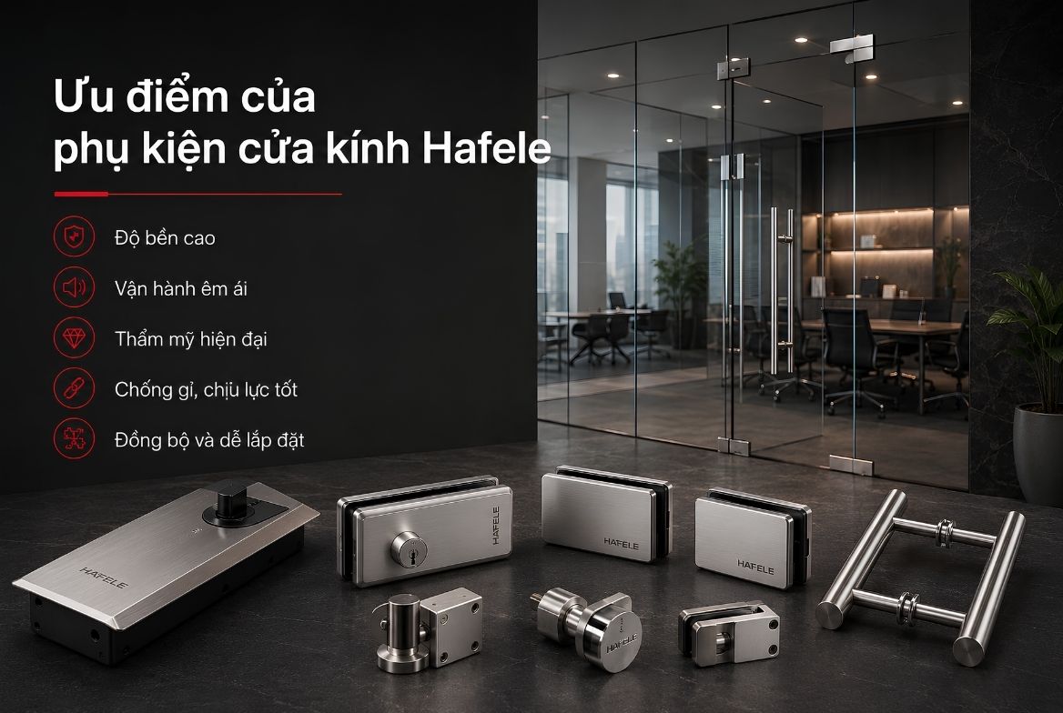 Những uu điểm của phụ kiện cửa kính Hafele chính hãng Những uu điểm của phụ kiện cửa kính Hafele chính hãng