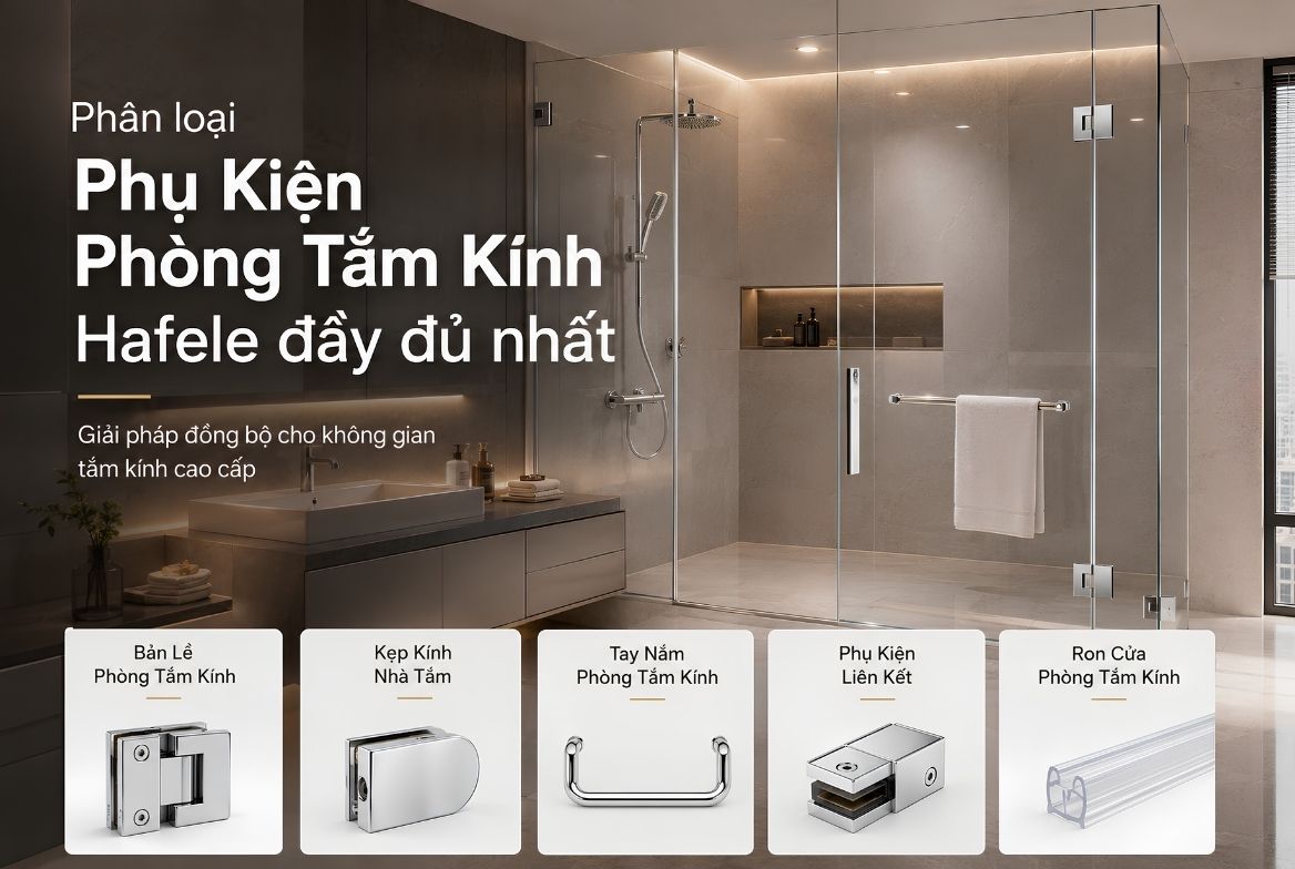 Phân loại Phụ Kiện Phòng Tắm Kính Hafele chi tiết