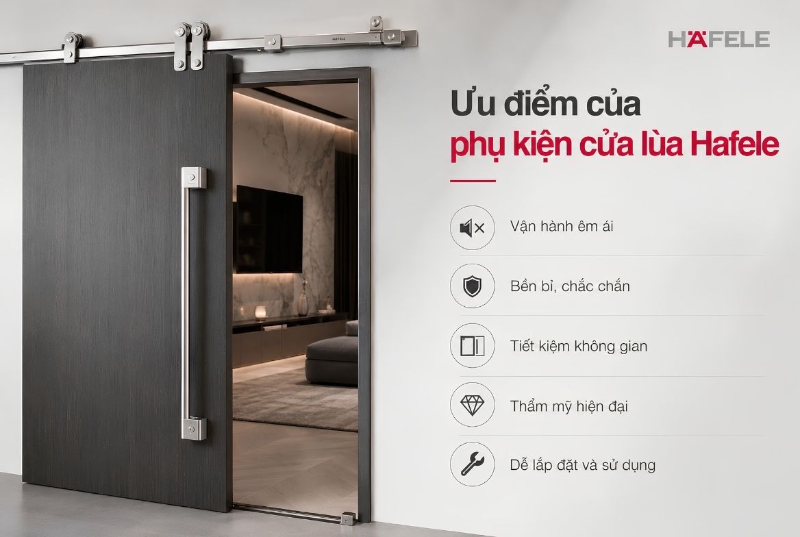 Những uu điểm của phụ kiện cửa lùa Hafele chính hãng