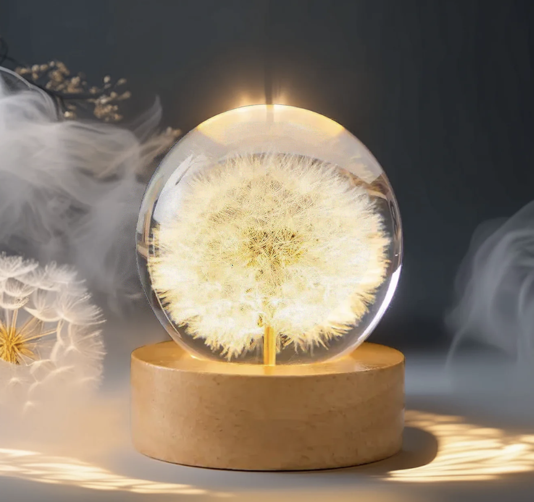 dandelion resin globe lamp