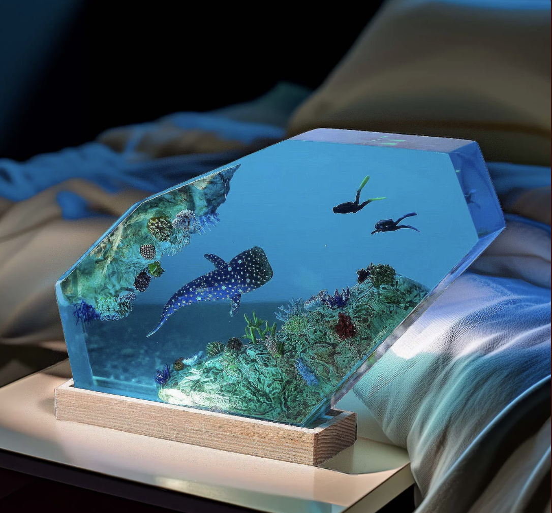 Ocean Serenity Manta Ray Resin Lamp