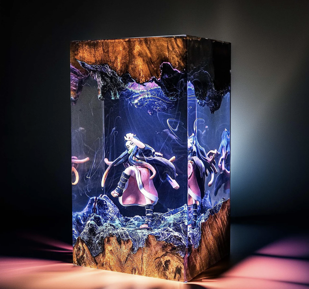 nezuko resin lamp