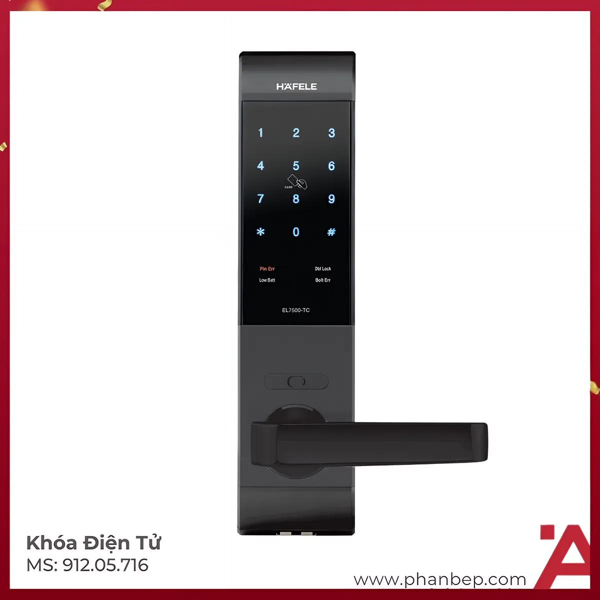 Khóa Điện Tử Thân Nhỏ EL7500-TC Hafele 912.05.716