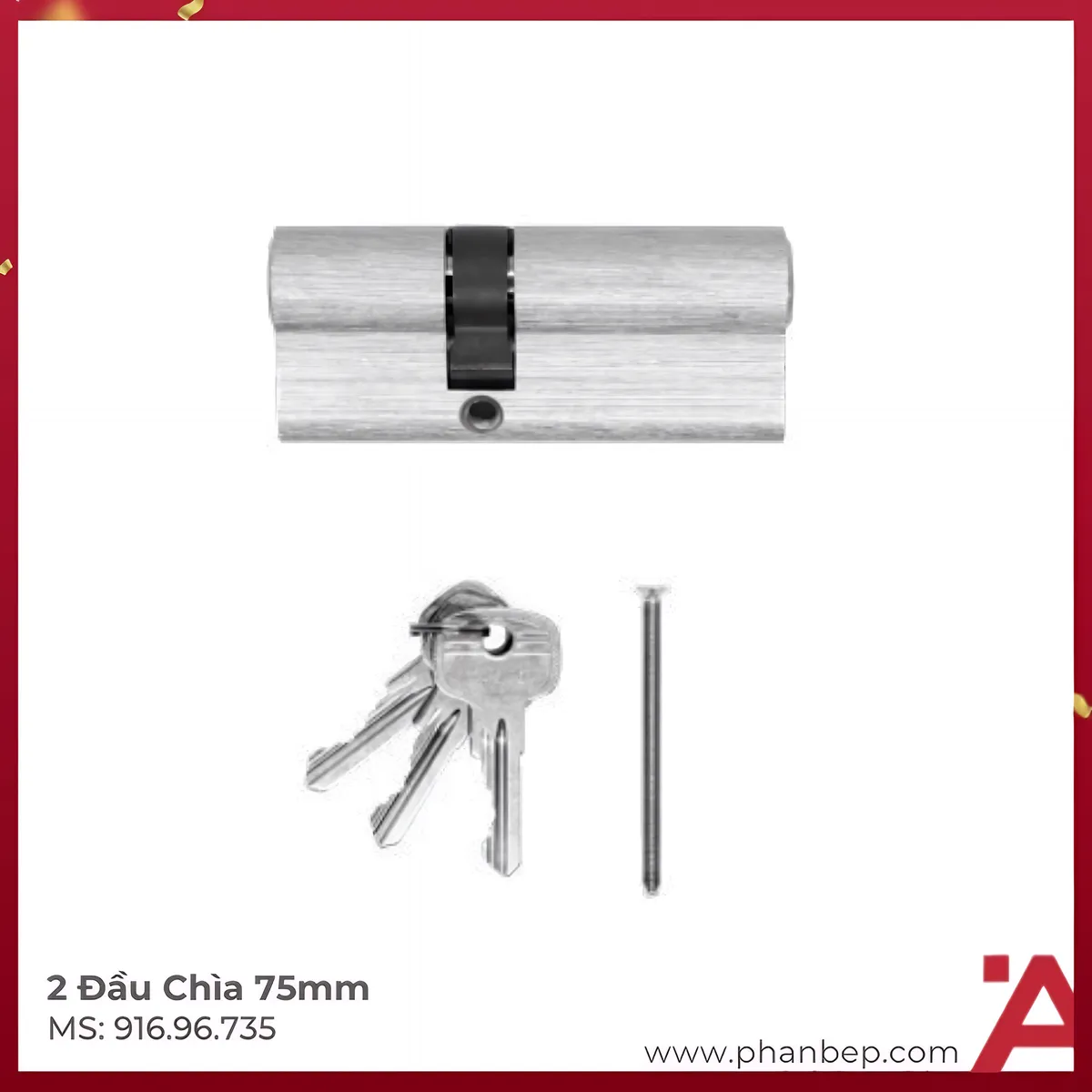Ruột Khóa Cửa Nhôm 2 Đầu Chìa 75mm Hafele 916.96.735