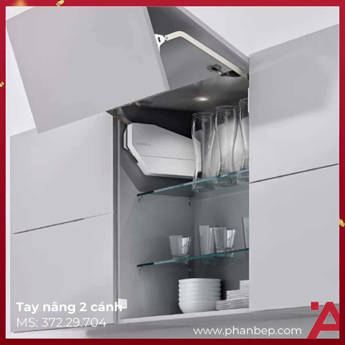 Tay Nâng 2 Cánh FREE FOLD-E Màu Trắng Hafele 372.29.704
