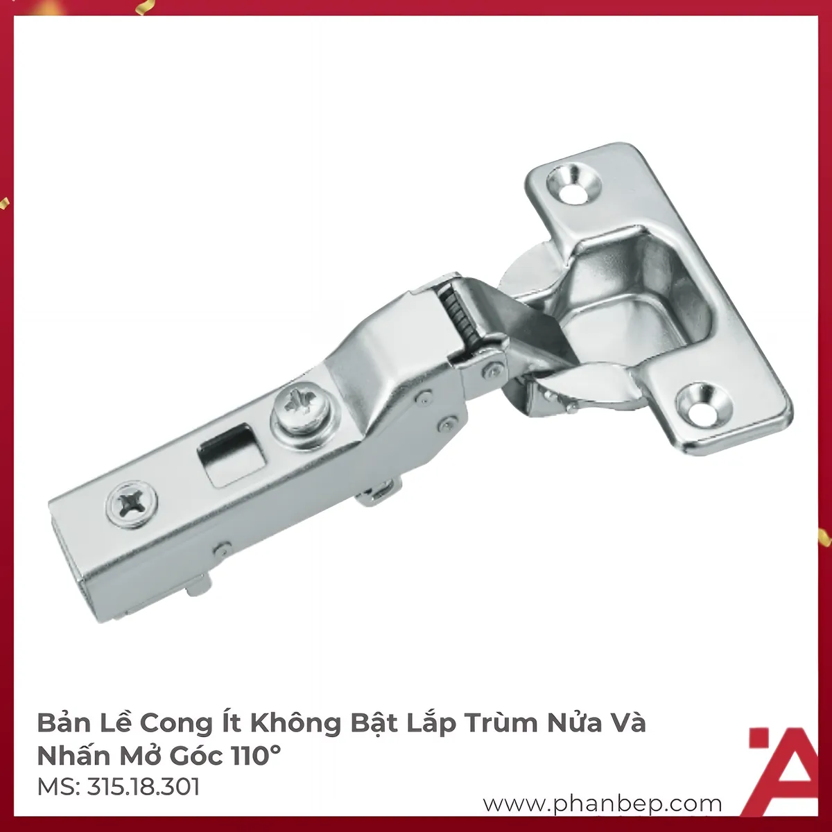 Bản Lề Metalla SM Không Bật 110​° Trùm Nửa Hafele 315.18.301