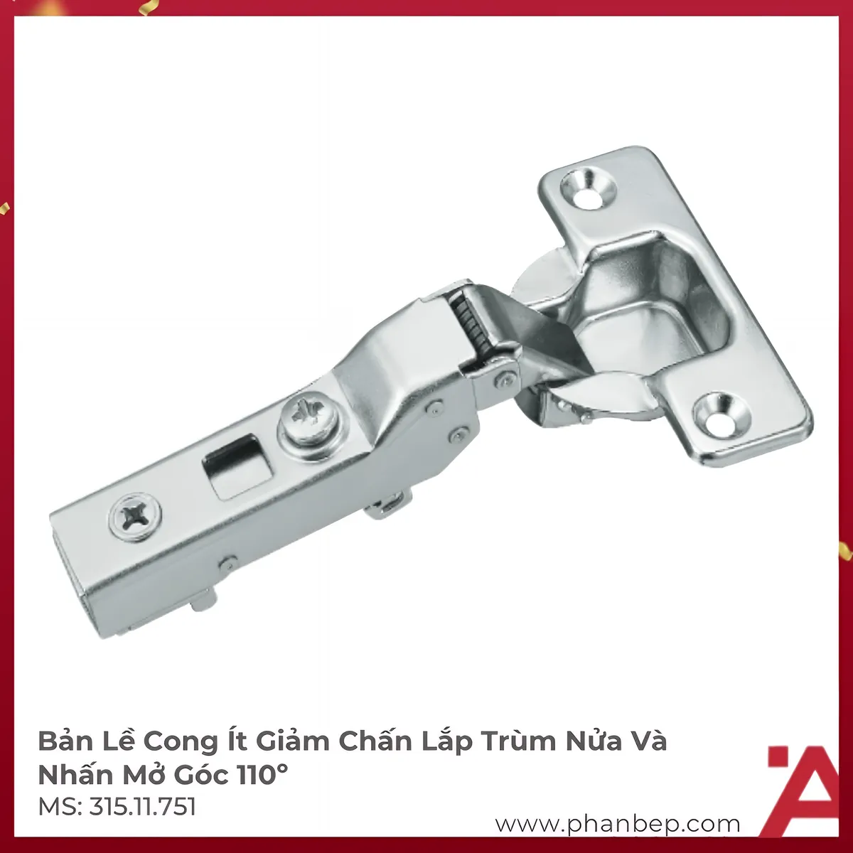 Bản Lề Trùm Nửa Metalla SM 110° Giảm Chấn Hafele 315.11.751