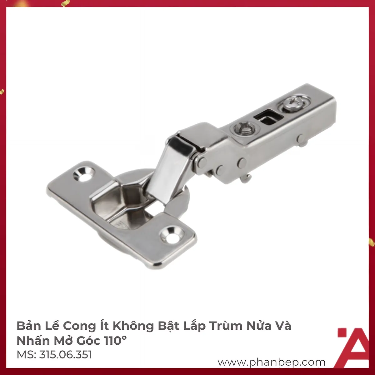 Bản Lề Trùm Nửa Metalla SM 110° Không Bật Hafele 315.06.351