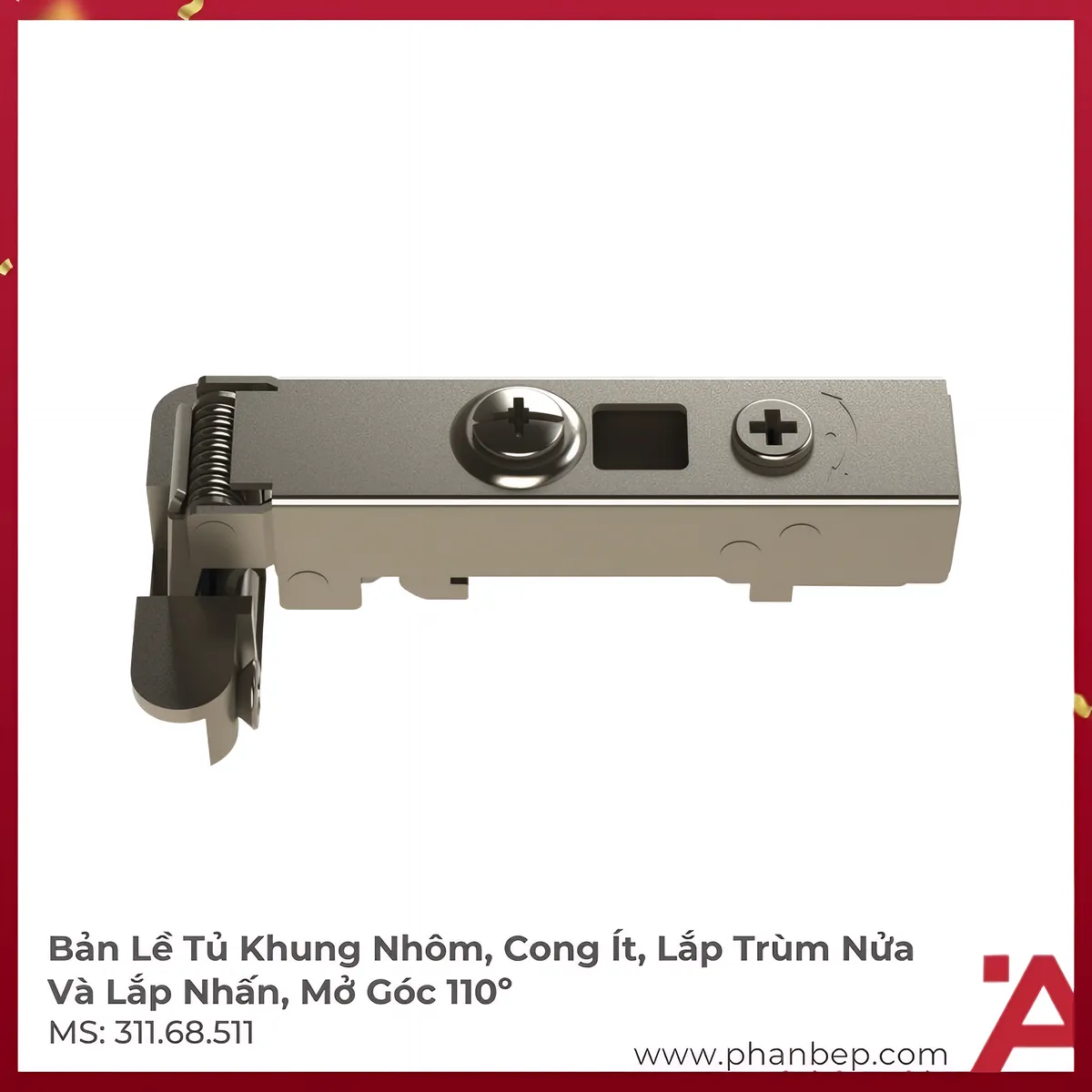 Bản Lề Trùm Nửa Tủ Khung Nhôm Hafele 311.68.511