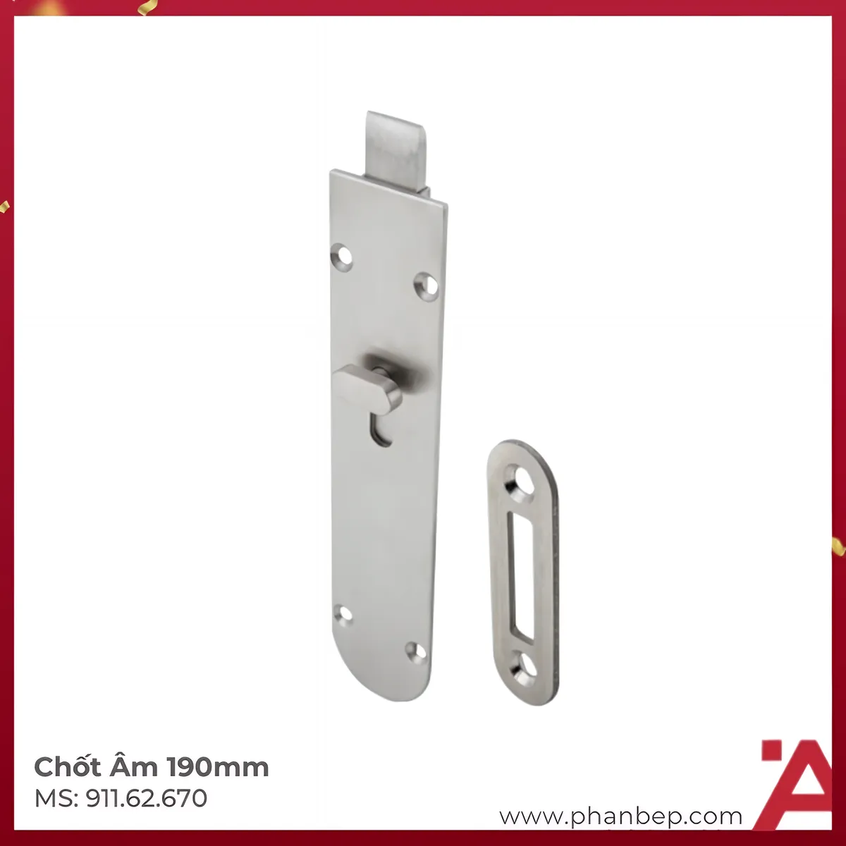 Chot-Am-190Mm-Hafele-91162670 Chốt Âm 190Mm Hafele 911.62.670 - Ảnh 1