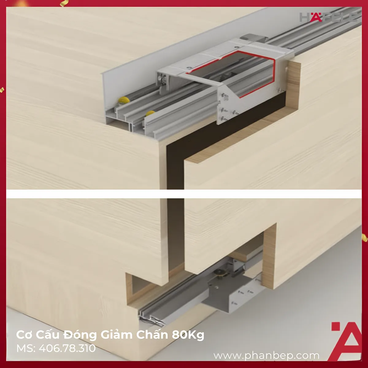 Cơ Cấu Đóng Giảm Chấn 80Kg Hafele 406.78.310