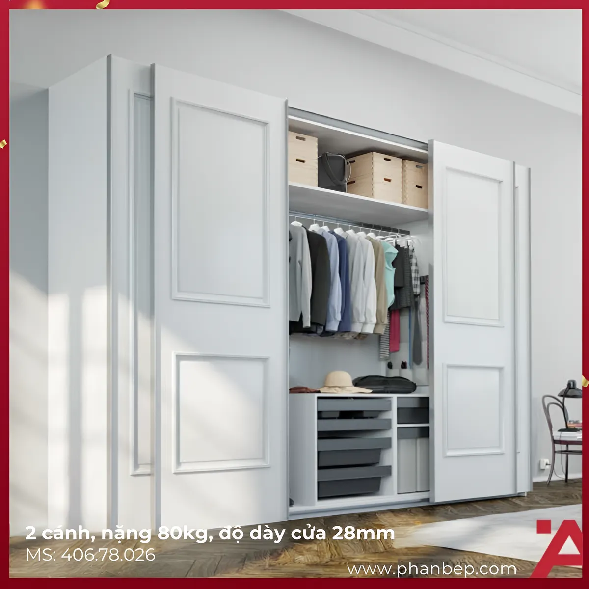 Phụ Kiện Cửa Trượt Tủ Slido Space Air 80VF Hafele 406.78.026