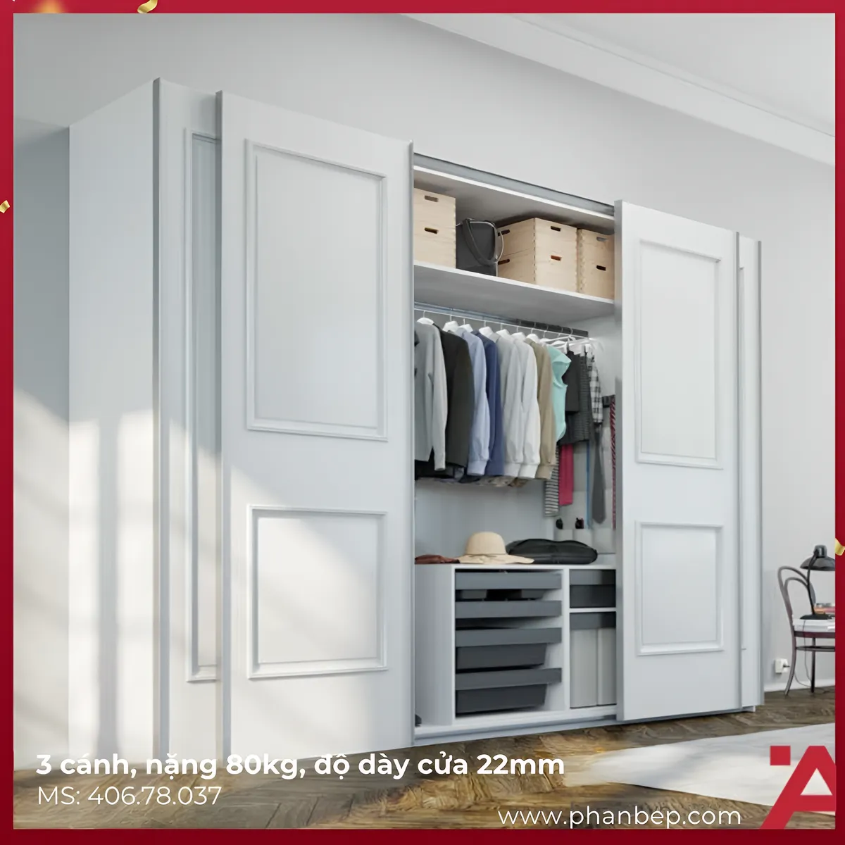 Phụ Kiện Cửa Trượt Tủ Slido Space Air 80VF Hafele 406.78.037