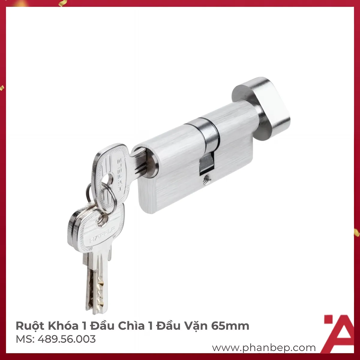 Ruot-Khoa-1-Dau-Chia-1-Dau-Van-65Mm-Hafele-48956003 Ruột Khóa 1 Đầu Chìa 1 Đầu Vặn 65Mm Hafele 489.56.003 - Ảnh 1