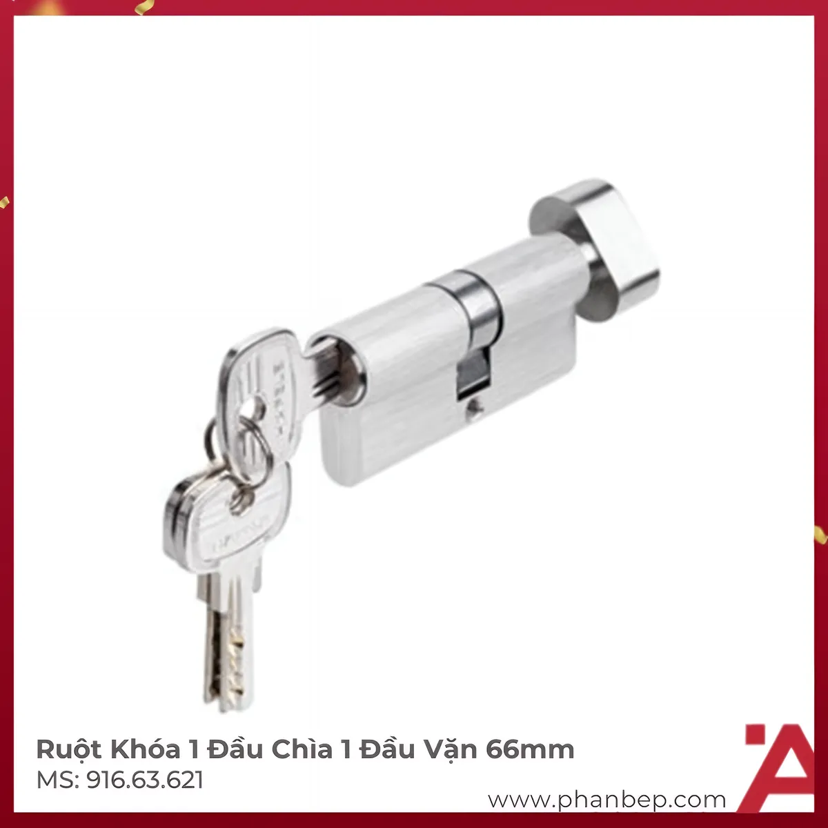 Ruot-Khoa-1-Dau-Chia-1-Dau-Van-66Mm-Hafele-91663621 Ruột Khóa 1 Đầu Chìa 1 Đầu Vặn 66Mm Hafele 916.63.621 - Ảnh 1