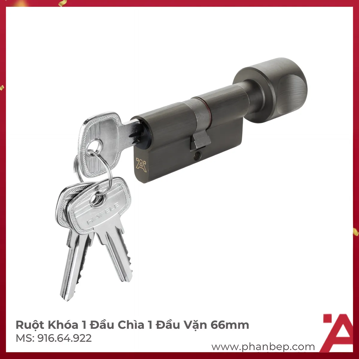 Ruột Khóa 1 Đầu Chìa 1 Đầu Vặn 66mm Hafele 916.64.922