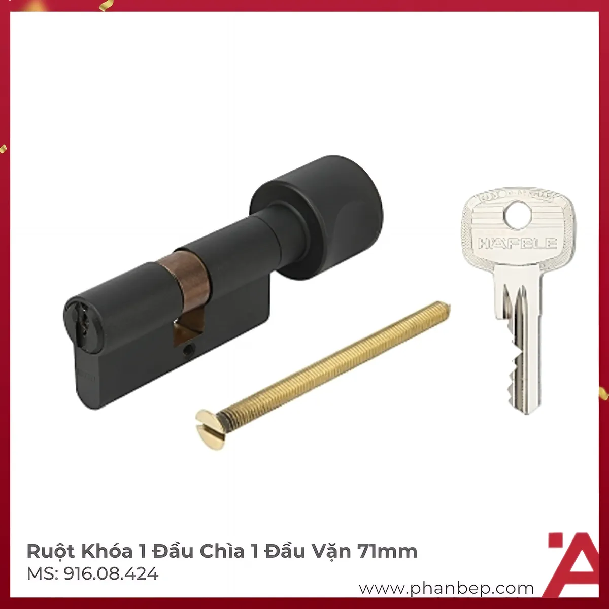 Ruột Khóa 1 Đầu Chìa 1 Đầu Vặn 71mm Hafele 916.08.424