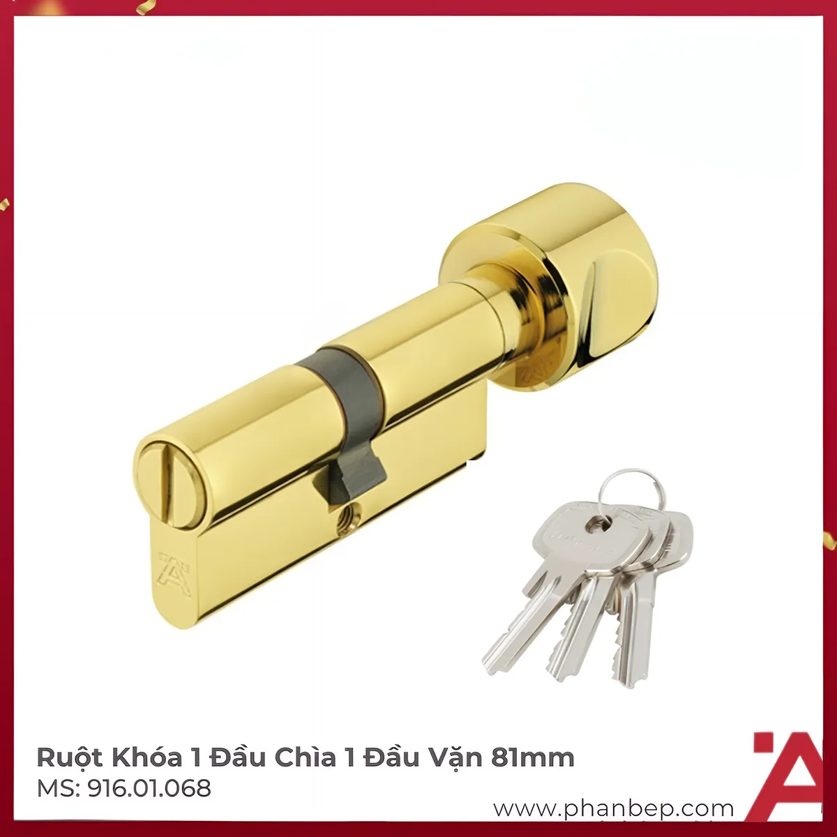 Ruột Khóa 1 Đầu Chìa 1 Đầu Vặn 81mm Hafele 916.01.068