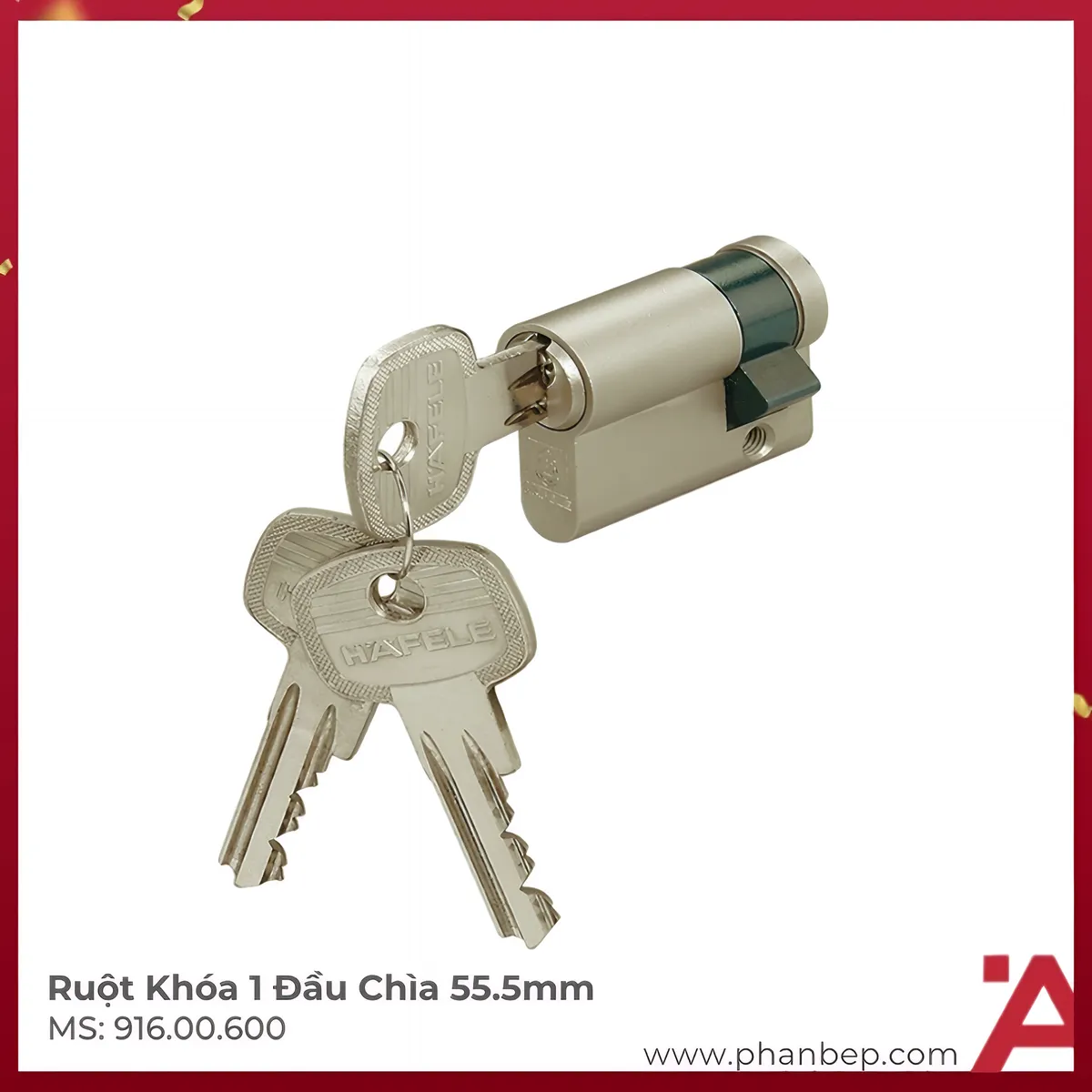 Ruột Khóa 1 Đầu Chìa 55.5mm Hafele 916.00.600