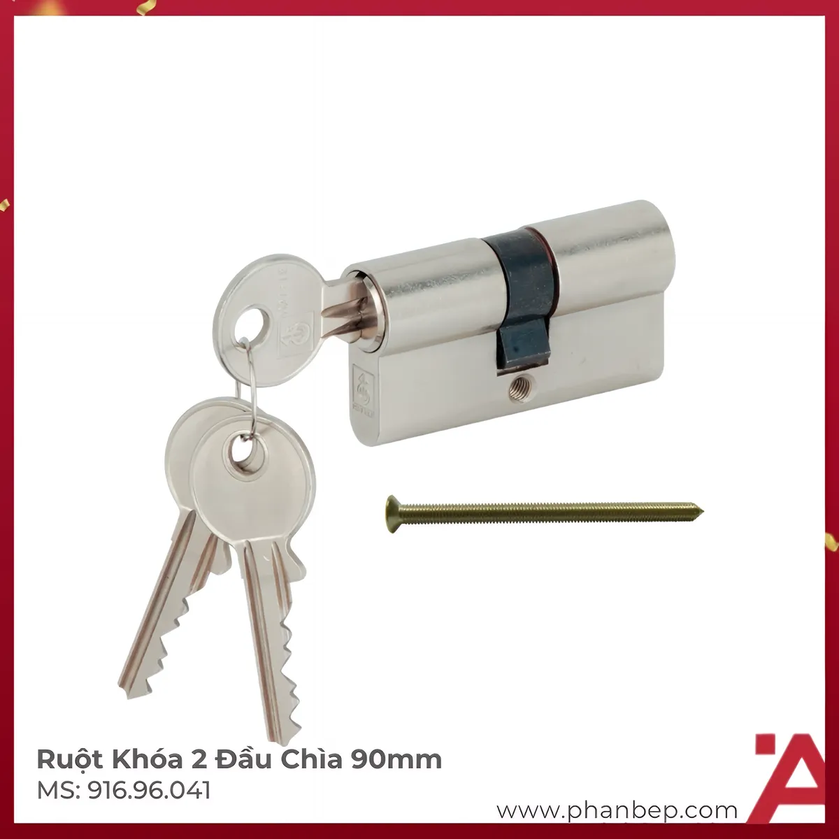 Ruột Khóa 2 Đầu Chìa 90mm Hafele 916.96.041