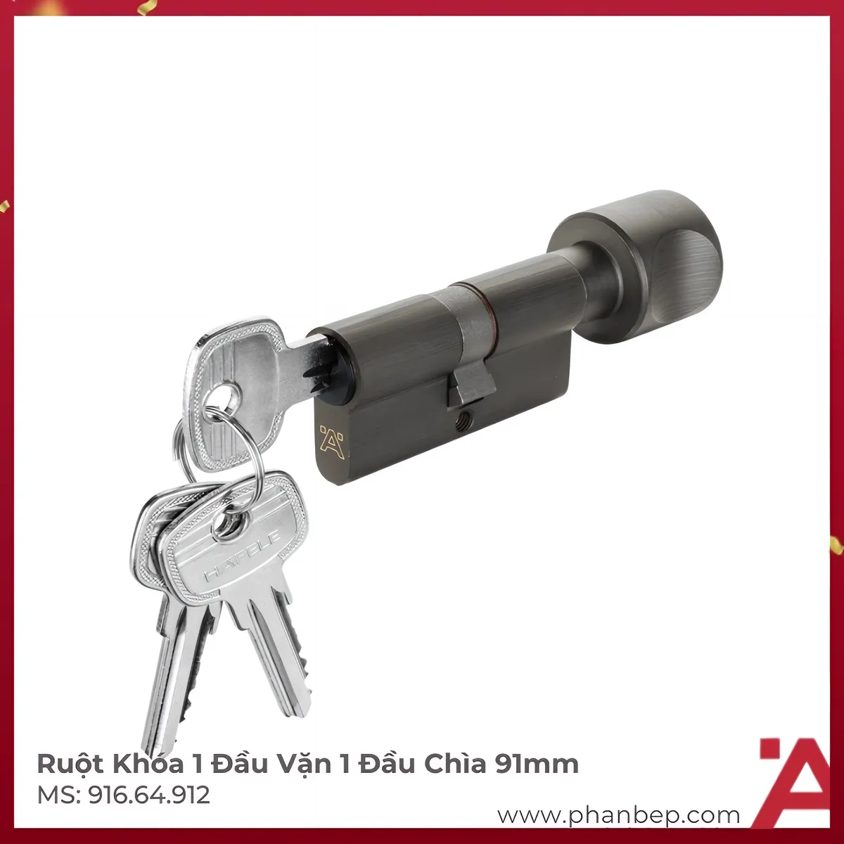 Ruột Khóa 2 Đầu Chìa 91mm Hafele 916.64.912