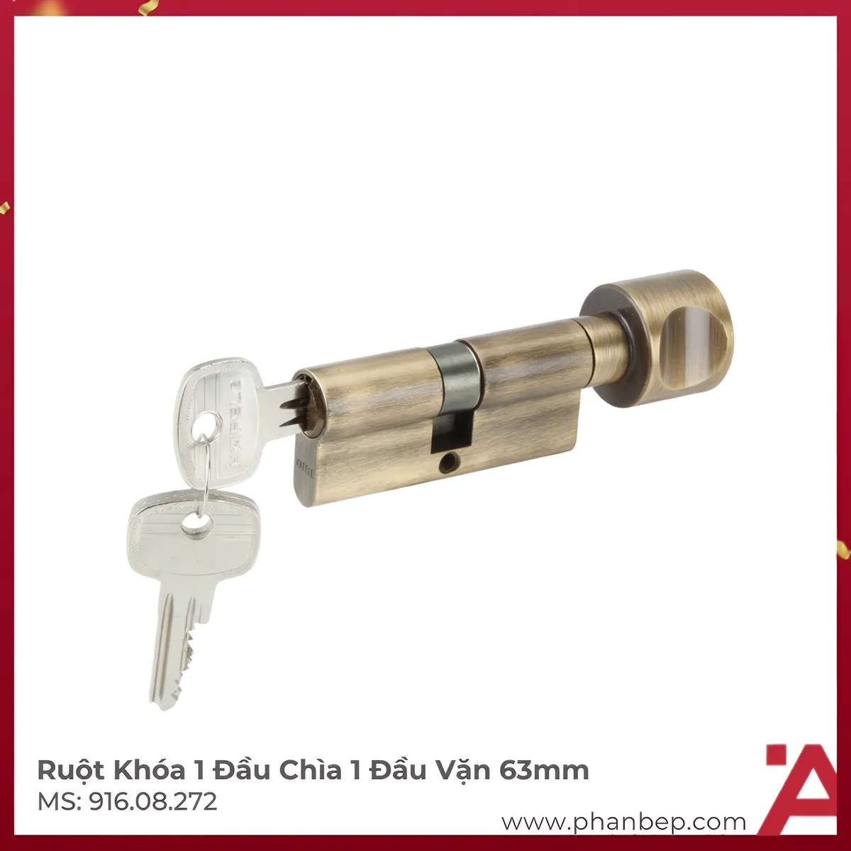 Ruột Khóa 1 Đầu Chìa 1 Đầu Vặn 63mm Hafele 916.08.272