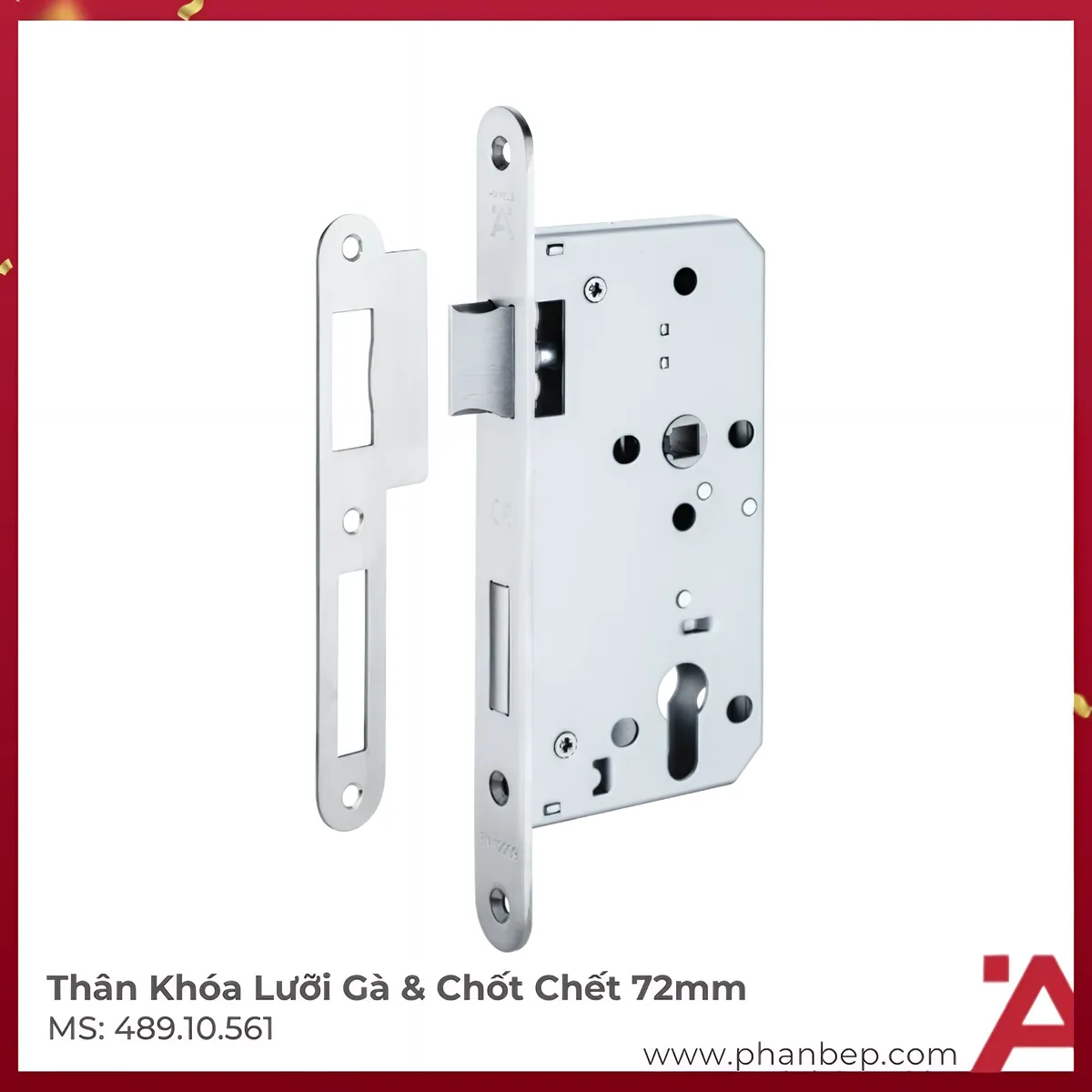 Thân Khóa Lưỡi Gà Chốt Chết C/C 72mm Hafele 489.10.561