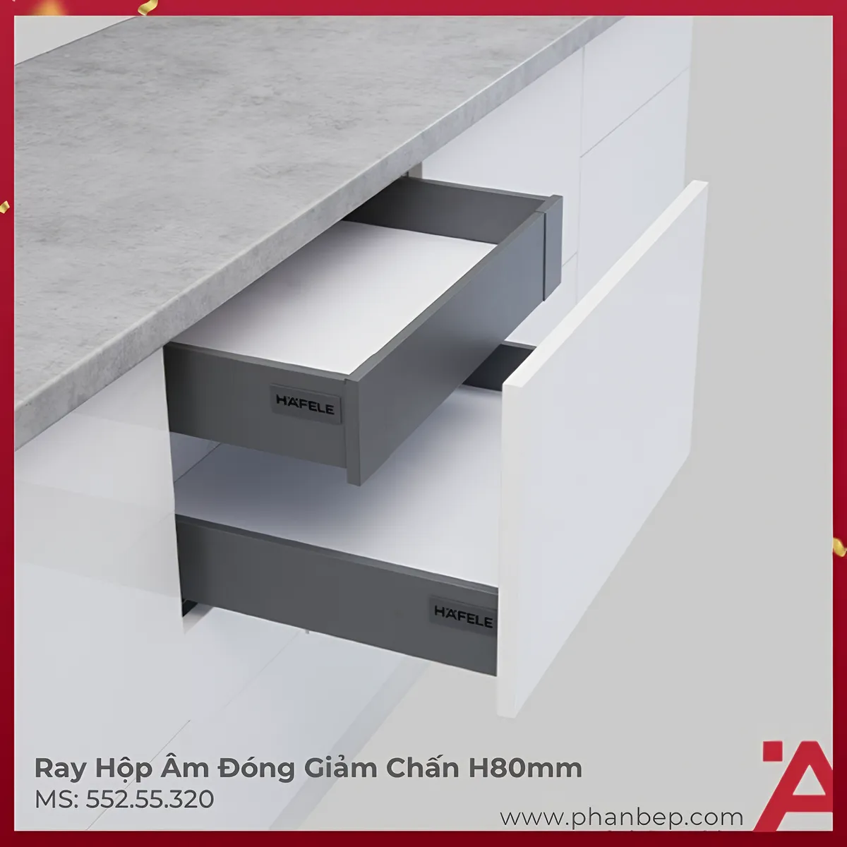 Ray Hộp Âm Alto-S Giảm Chấn H80mm Hafele 552.55.320
