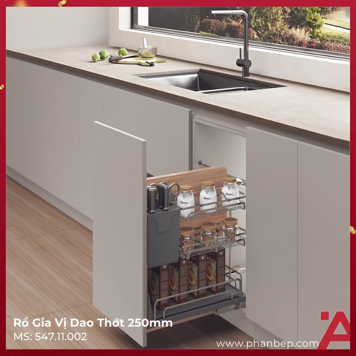 Rổ Gia Vị Dao Thớt Omero Multi 250mm Hafele 547.11.002