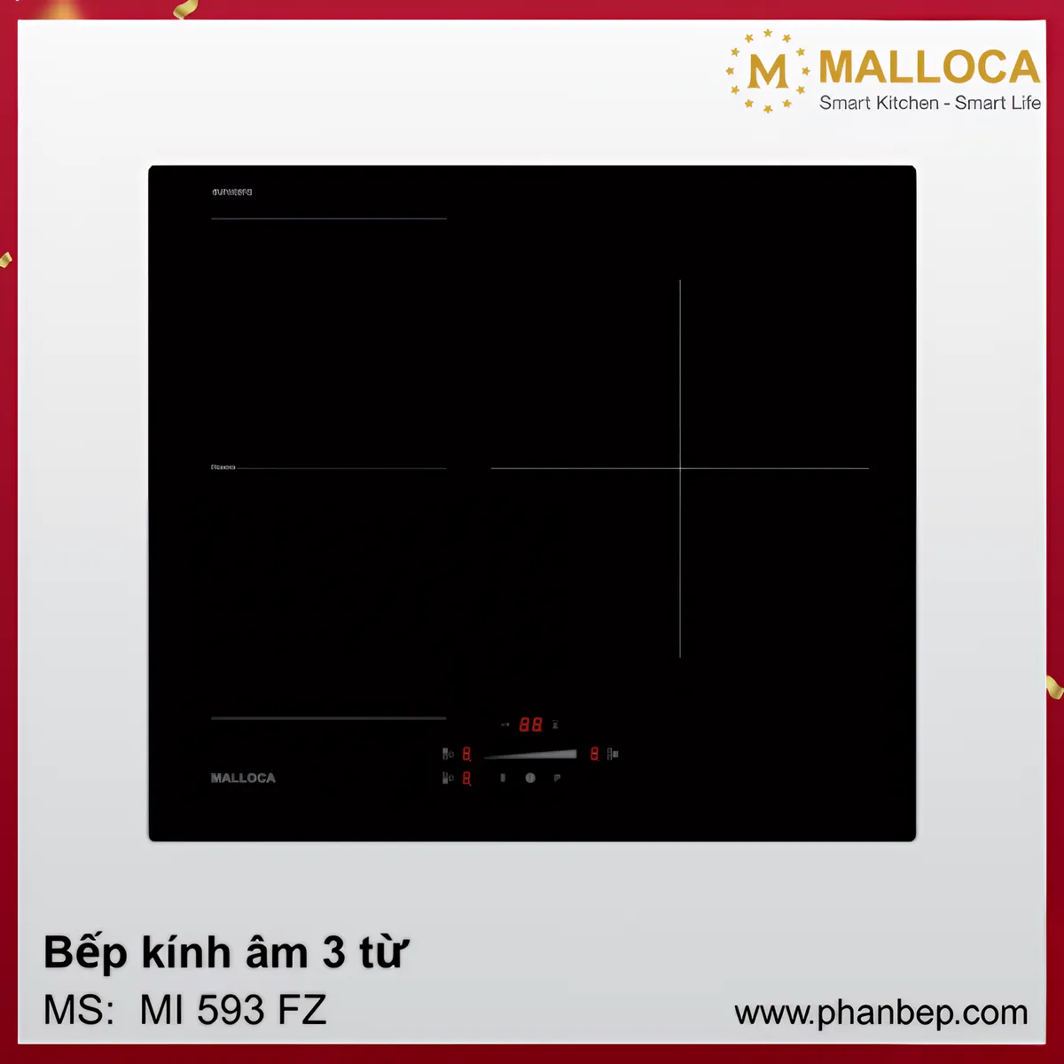 Bếp kính âm 3 từ Malloca MI 593 FZ