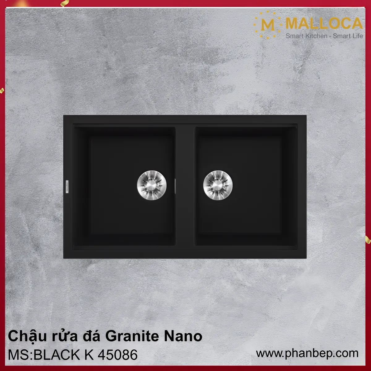 Chậu rửa đá Granite Nano Malloca BLACK K 45086