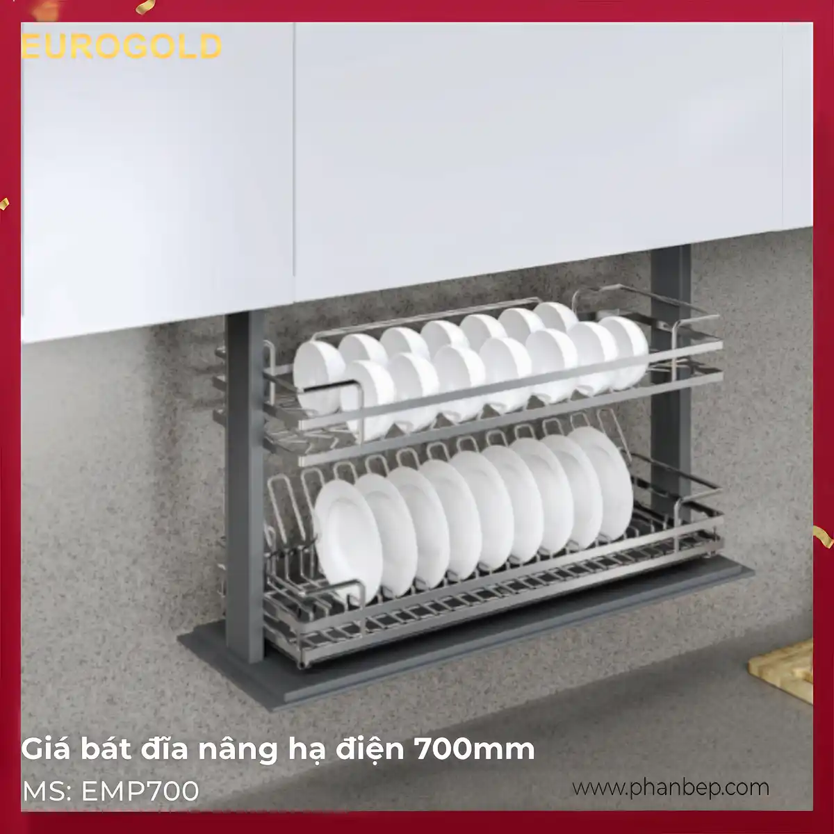 Giá Bát Đĩa Nâng Hạ Điện 700mm Eurogold EMP700