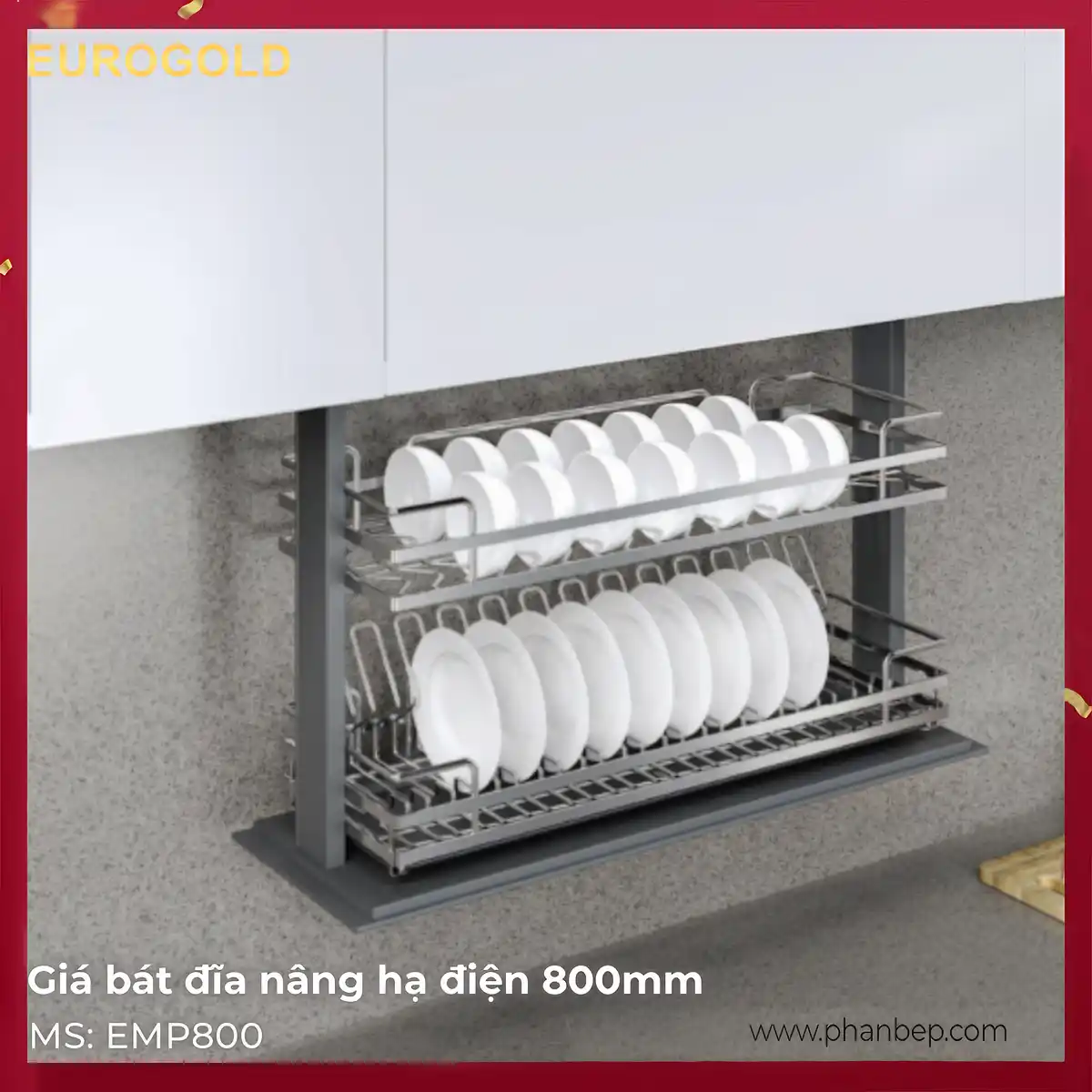 Gia-Bat-Dia-Nang-Ha-Dien-Eurogold-Emp800-800Mm Giá Bát Đĩa Nâng Hạ Điện 800Mm Eurogold Emp800 - Ảnh 1