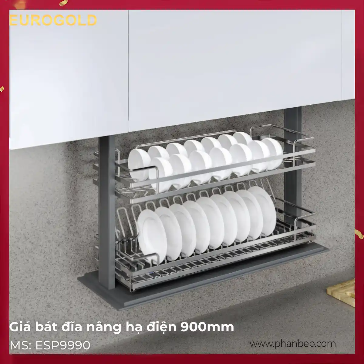 Giá Bát Đĩa Nâng Hạ Điện 900mm Eurogold ESP9990Pro