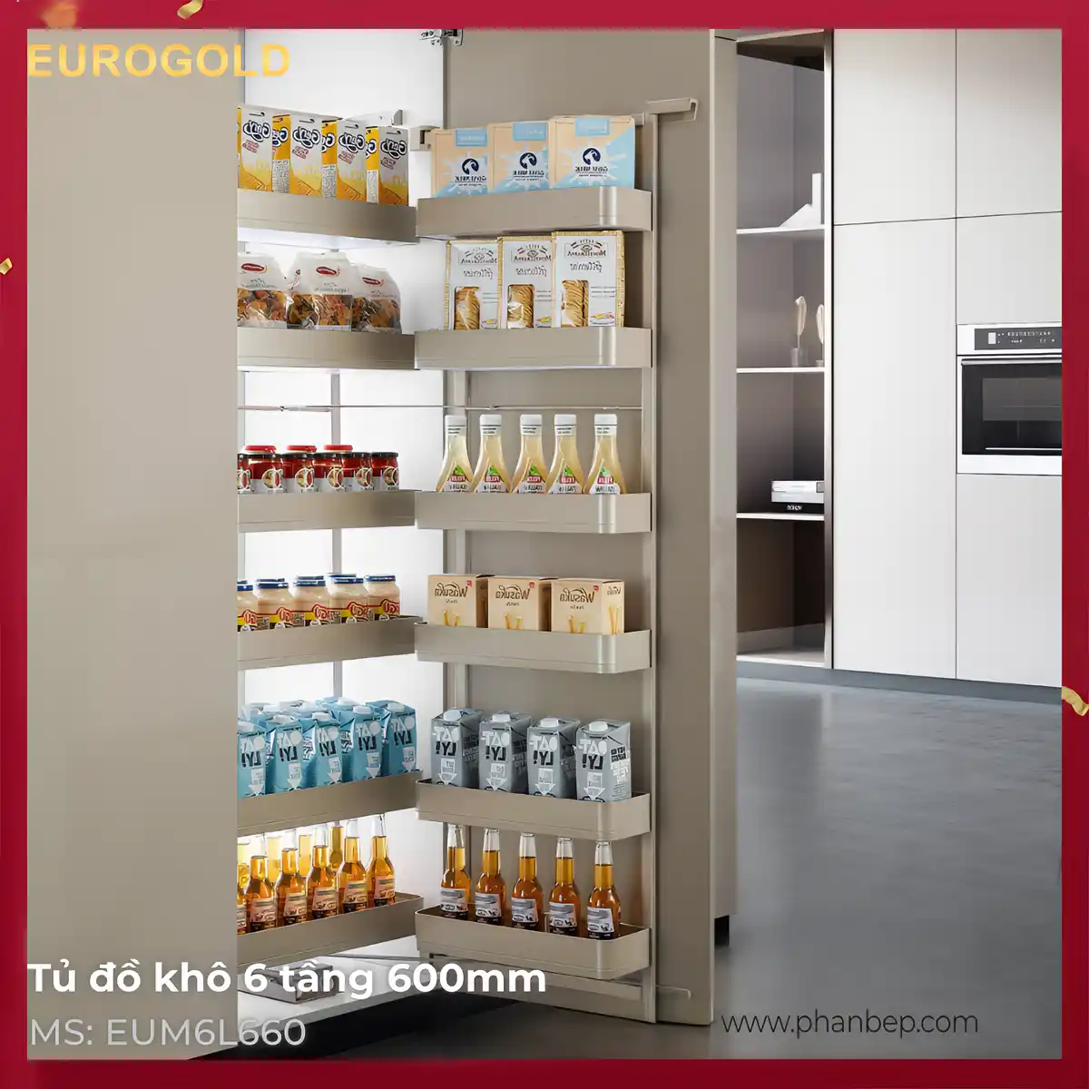 Tủ Đồ Khô 6 Tầng 600mm Eurogold EUM6L660