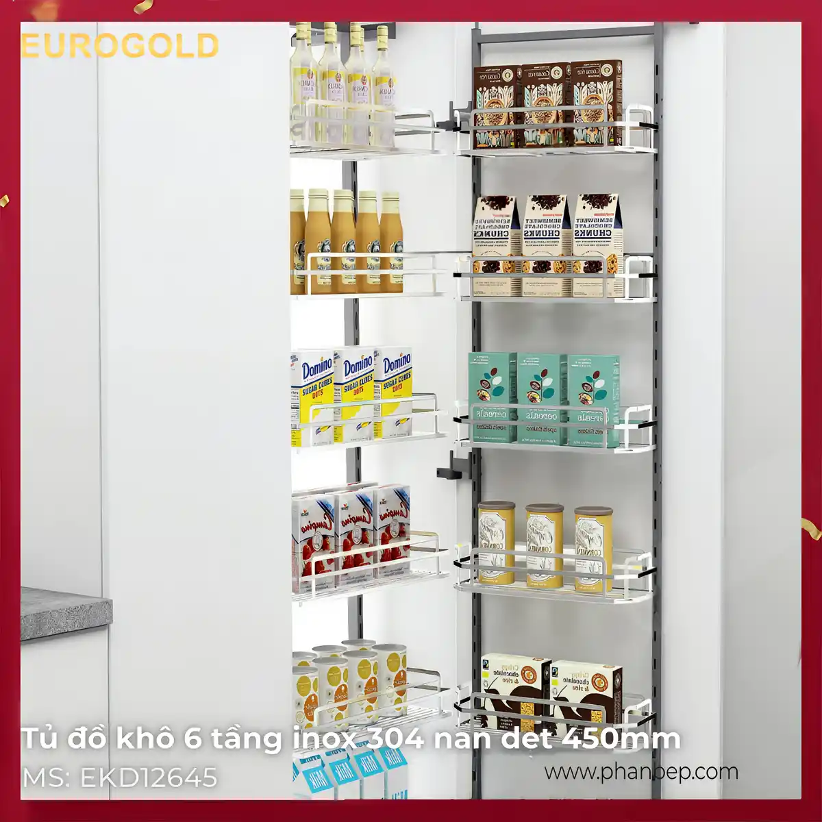 Tủ Đồ Khô 6 Tầng Nan Dẹt 450mm Eurogold EKD12645