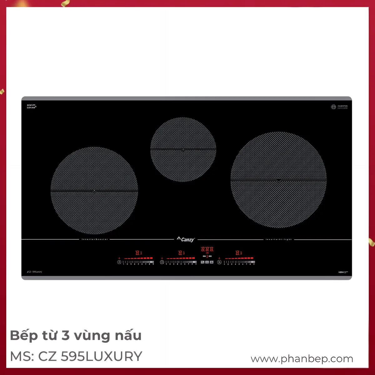 Bếp Từ 3 Vùng Nấu Canzy Cz 595Luxury
