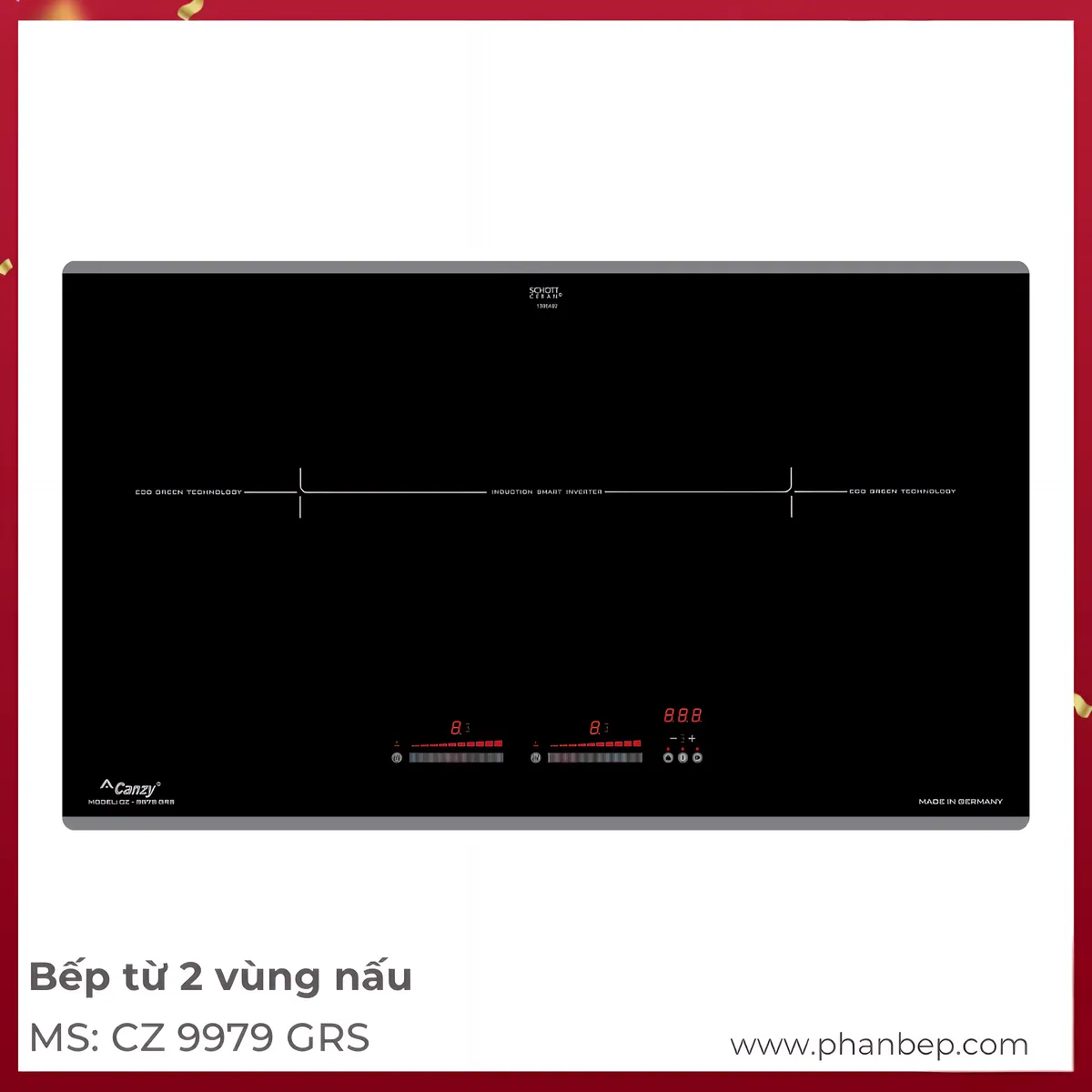 Bếp Từ 2 Vùng Nấu Canzy Cz 9979 Grs