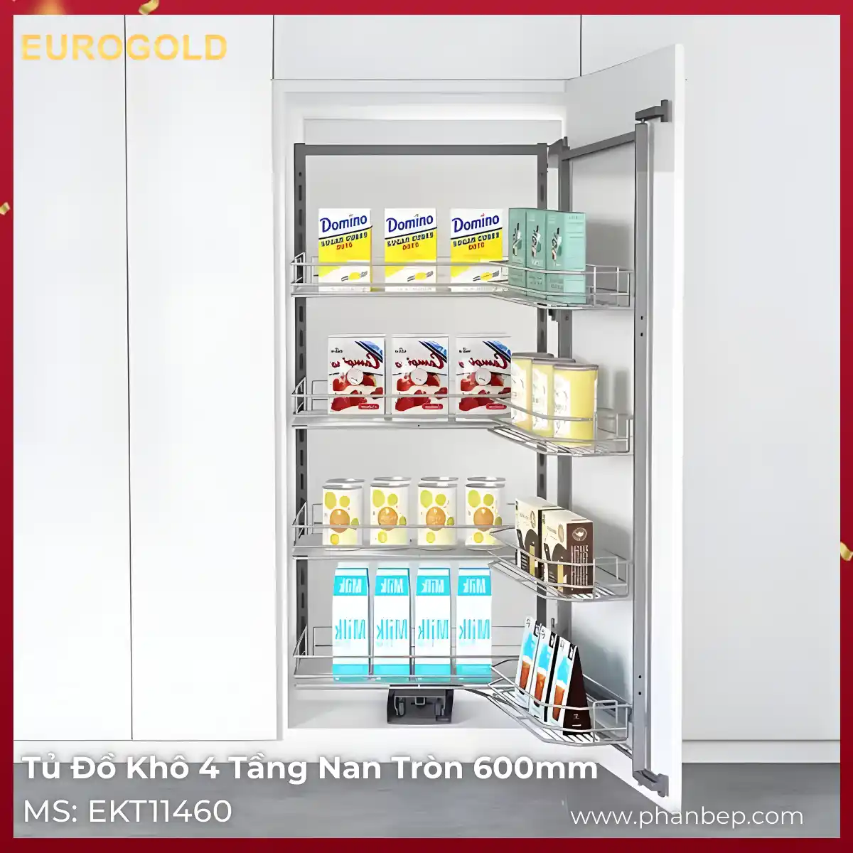 Tủ Đồ Khô 4 Tầng Nan Tròn 600mm Eurogold EKT11460