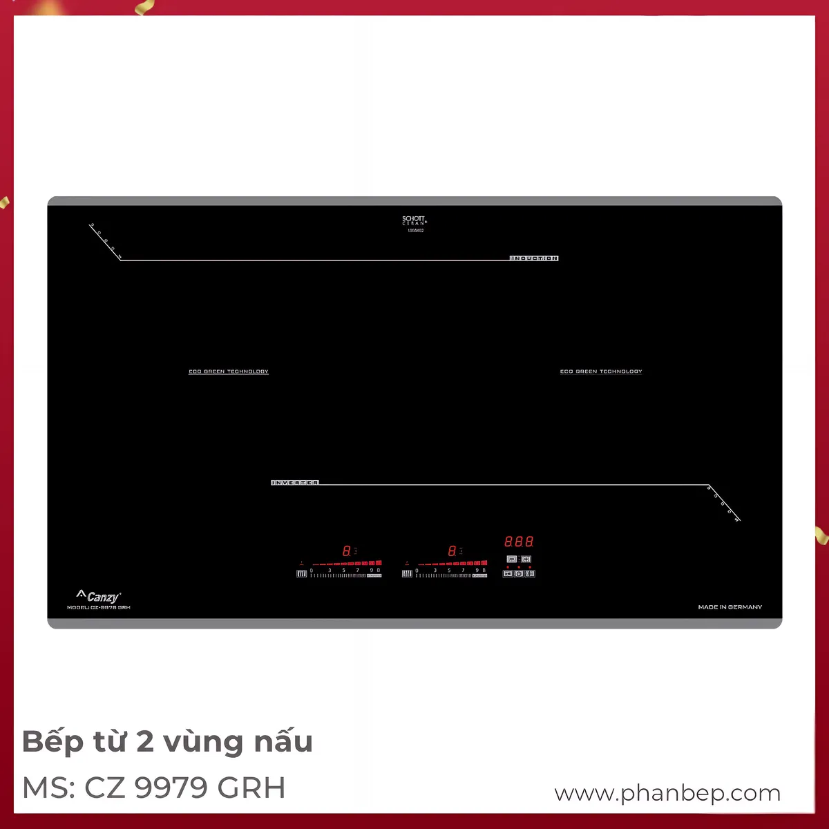 Bếp Từ 2 Vùng Nấu Canzy CZ 9979 GRH