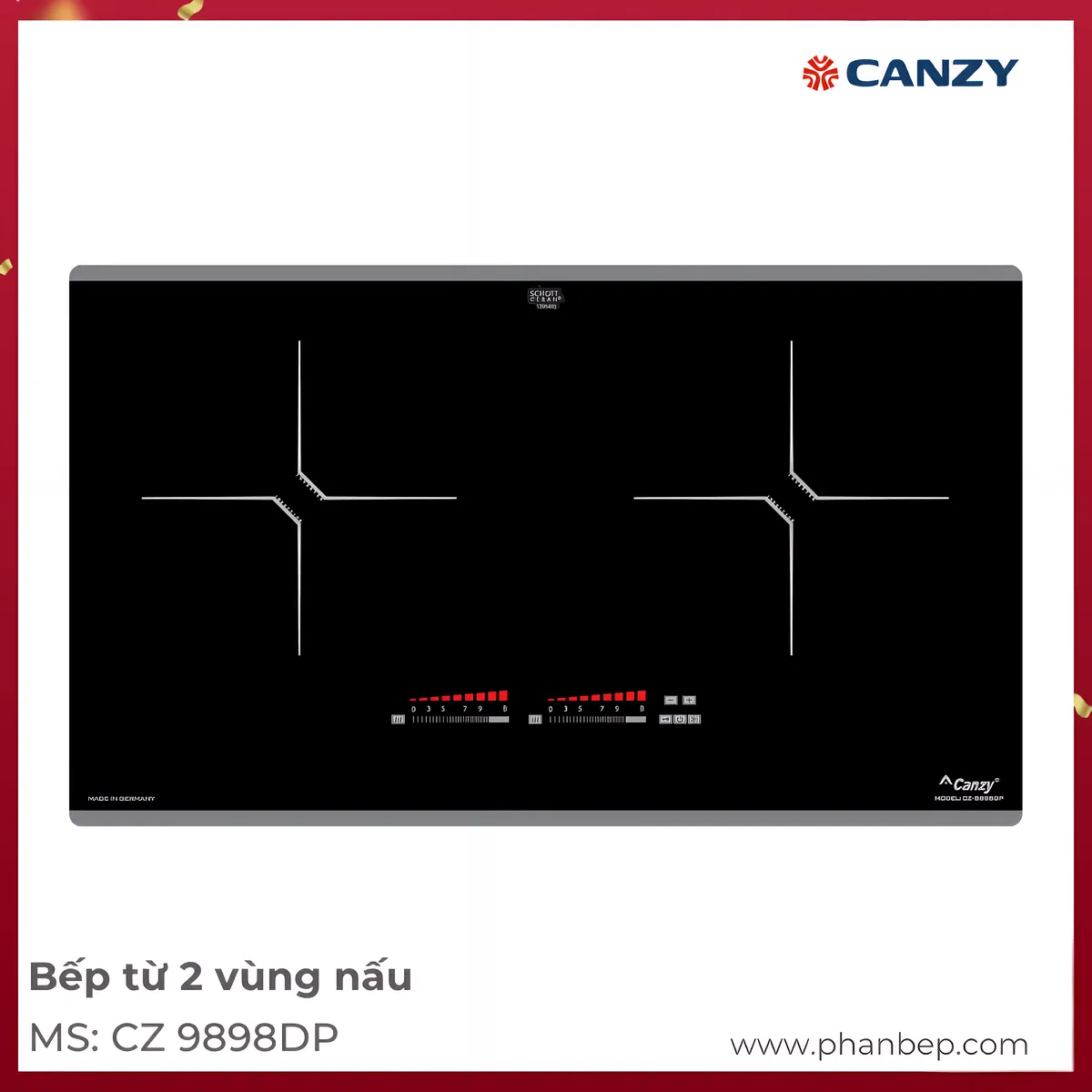Bếp Từ 2 Vùng Nấu Canzy Cz 9898Dp